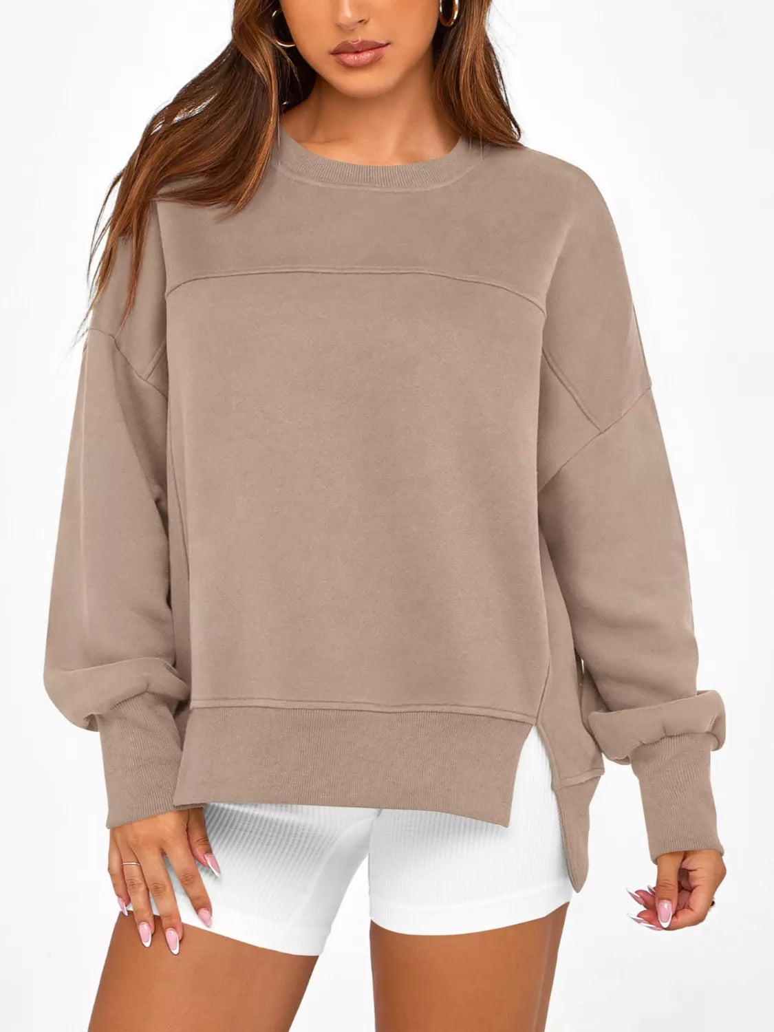 Casual Loose Side Slit Sweatshirt - Lilixa.store