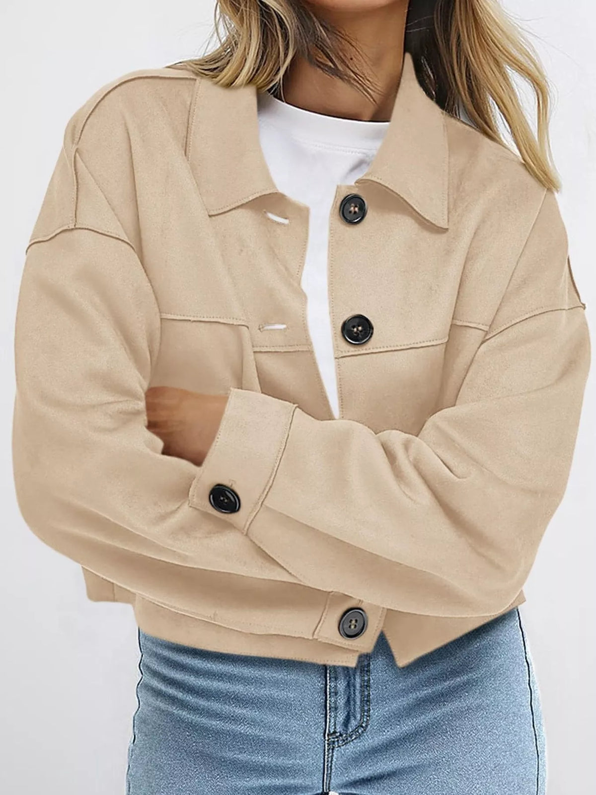 Button-Down Cropped Jacket