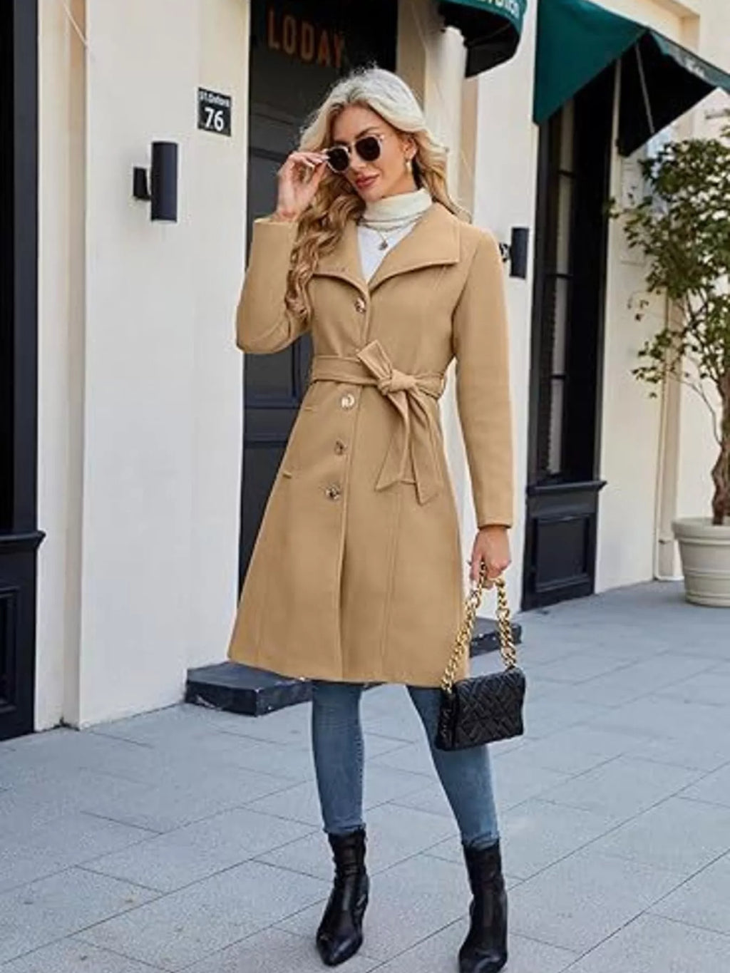 Single-Breasted Collared Neck Overcoat - Lilixa.store