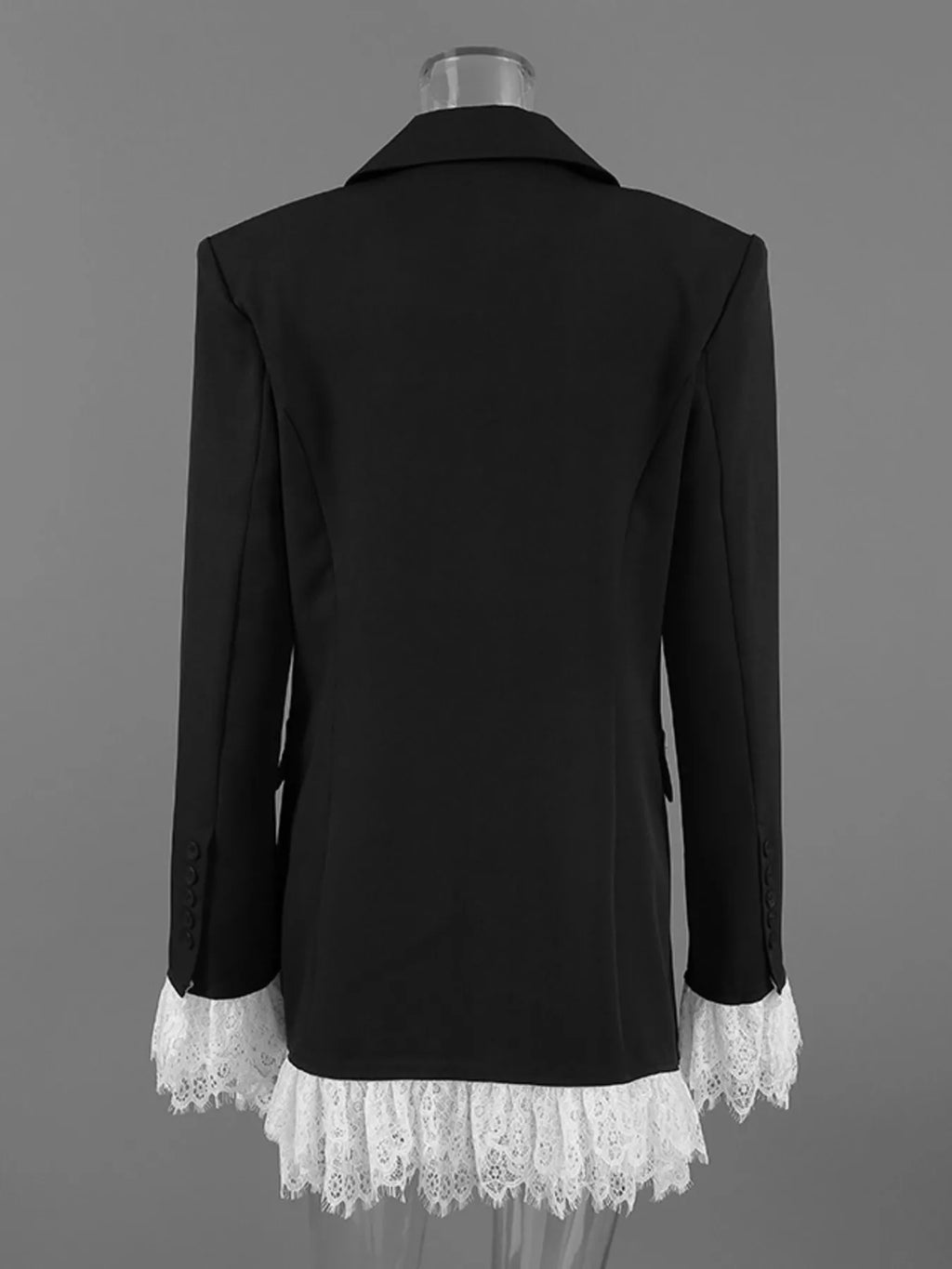 Lace Hem One Button Blazer - Lilixa.store
