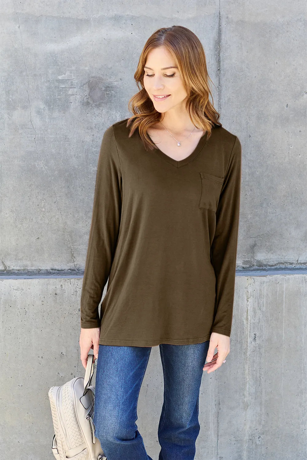 Basic Bae Full Size V-Neck Long Sleeve Top - Lilixa.store