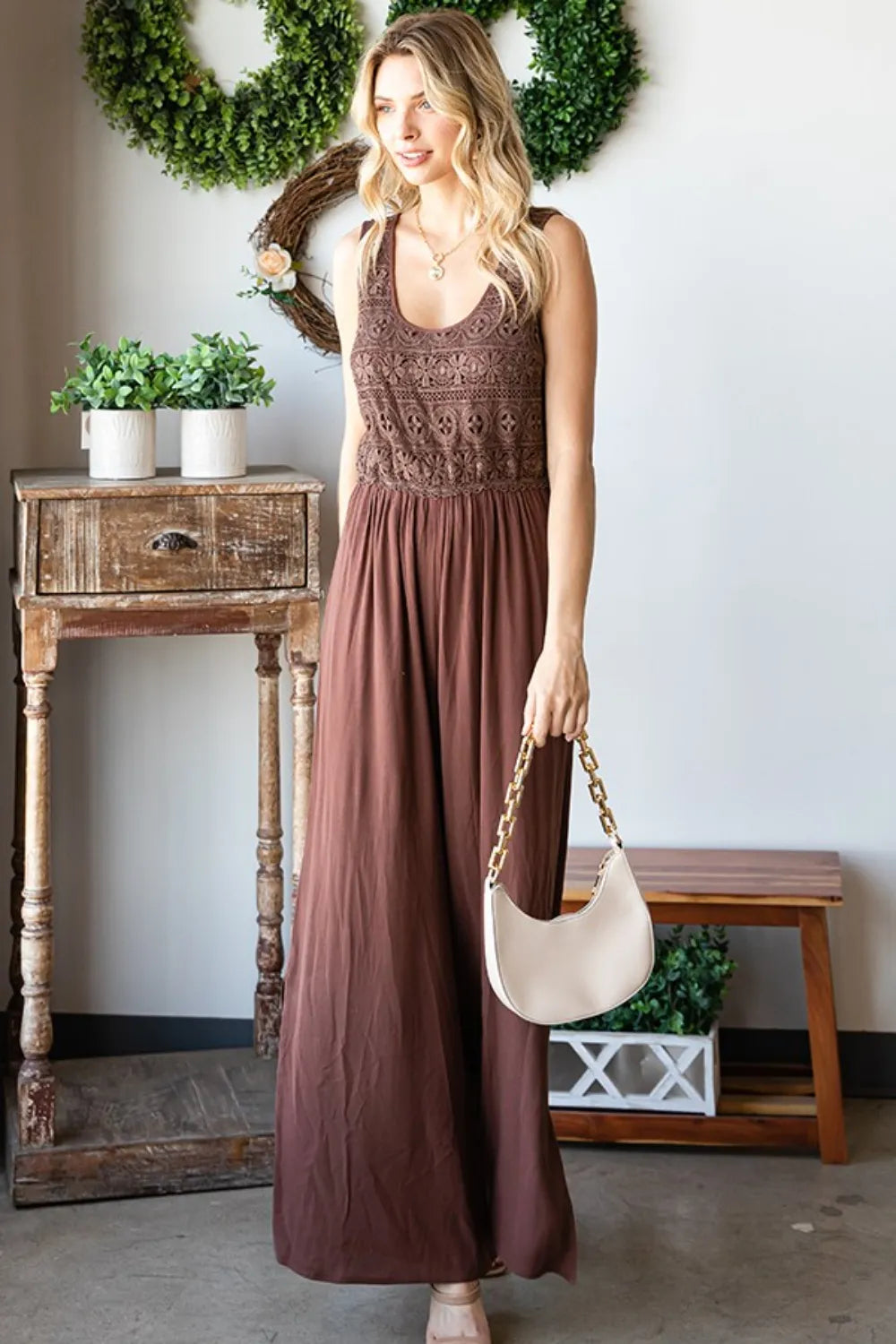 First Love Tie Back Sleeveless Slit Wide Leg Jumpsuit - Lilixa.store