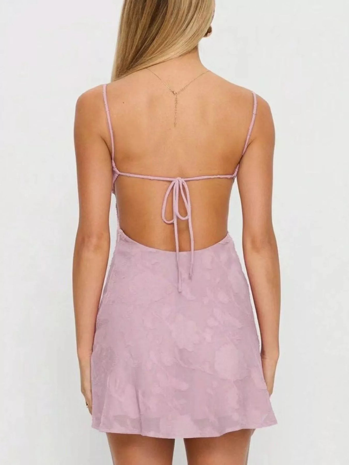 Backless Spaghetti Strap Mini Dress - Lilixa.store