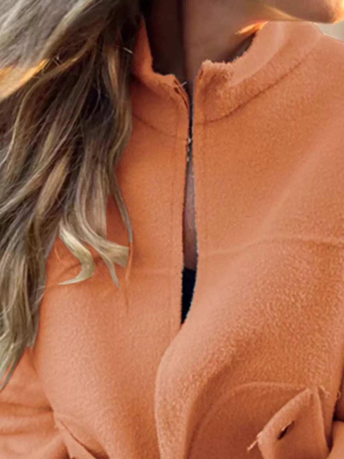 Full Size Textured Knit Zip Up Outerwear Plus Size, view 9