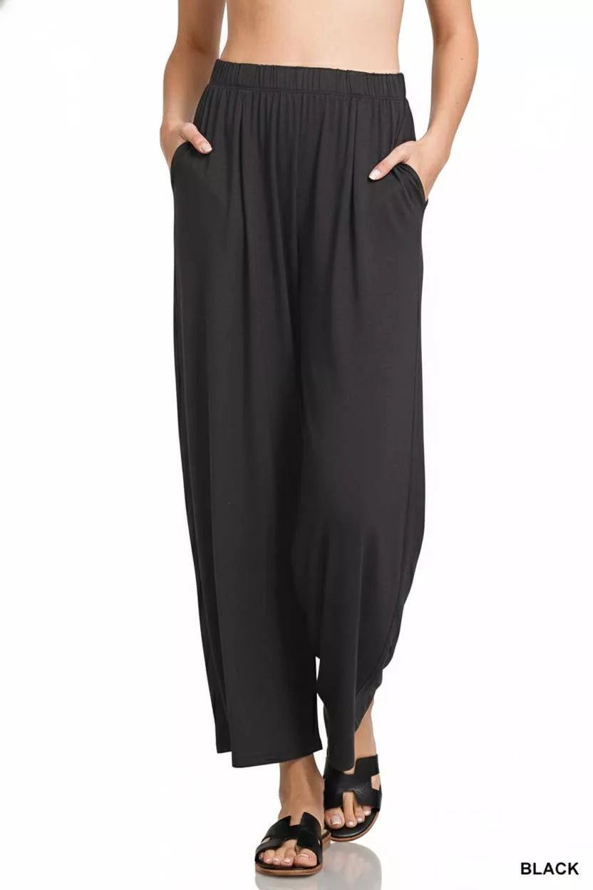 Zenana Elastic Waist Comfy Lounge Pants - Lilixa.store