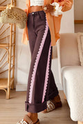 Lace Trim Casual Full-Length Regular Fit Jeans - Lilixa.store