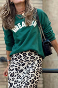 Letter Round Neck Long Sleeve Sweatshirt - Lilixa.store