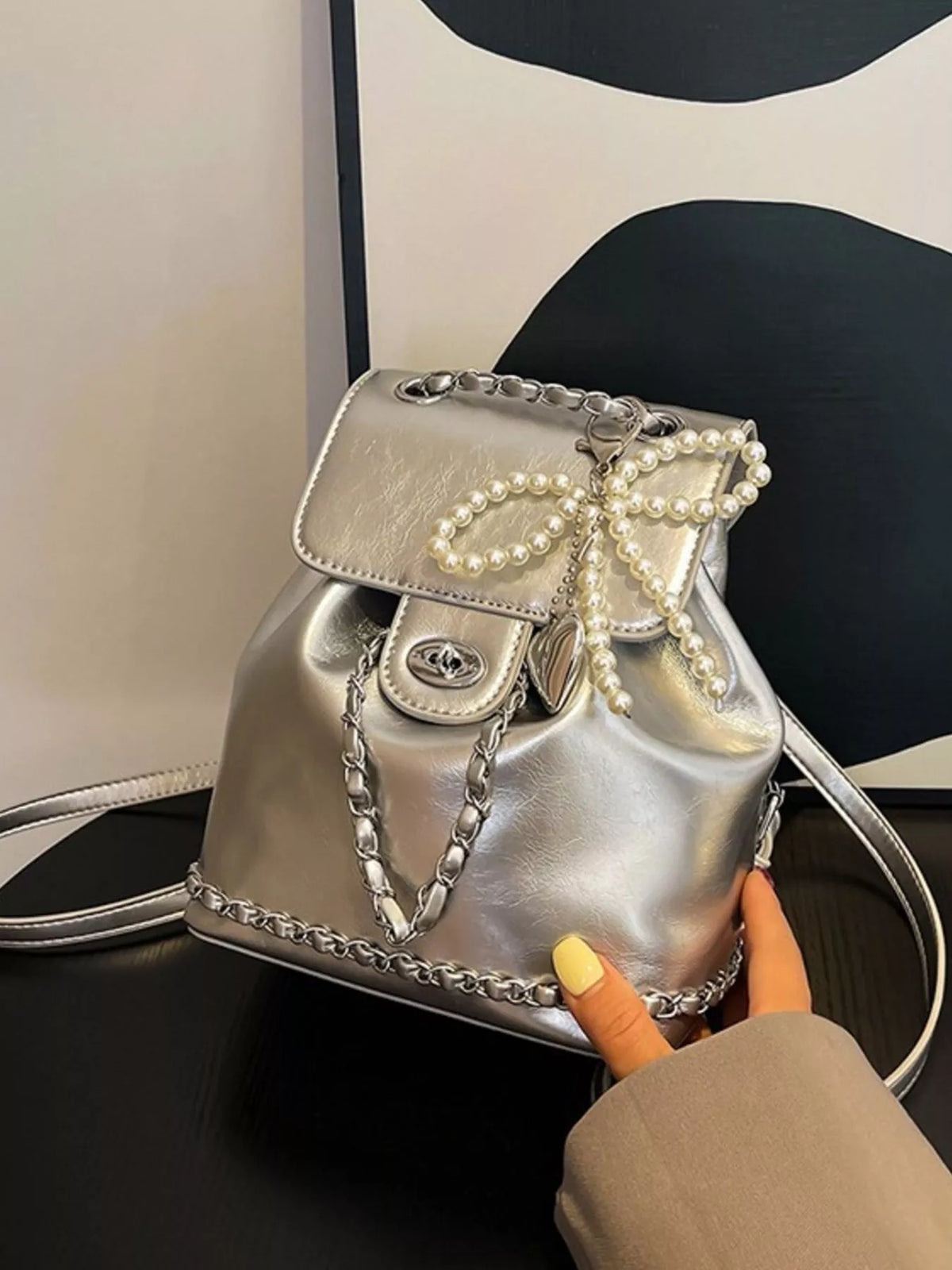Pearl Decor Backpack Bag - Lilixa.store