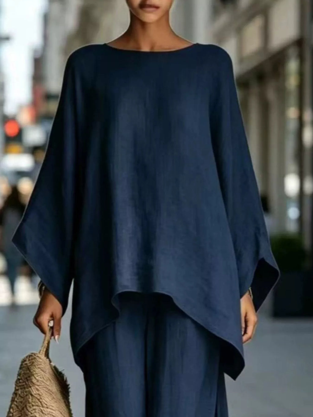 Full Size Batwing Sleeve Top and Wide-Leg Pants Set Plus Size, view 7