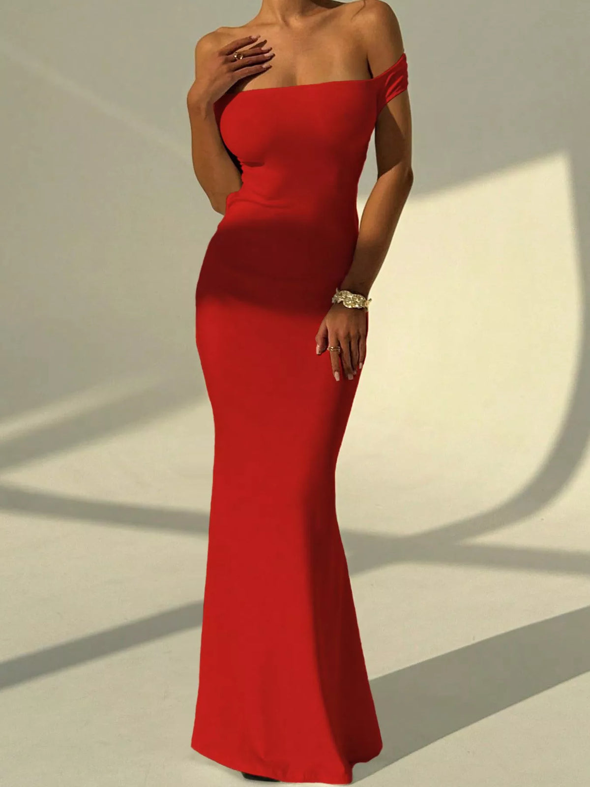 Backless Off-Shoulder Bodycon Mermaid Maxi Dress - Lilixa.store