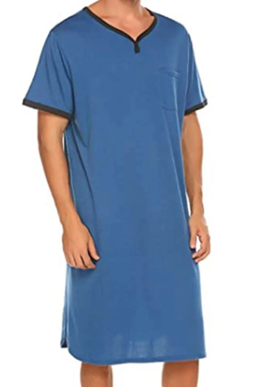 Men's Plus Size Contrast Trim Short Sleeve Lounge Tee Dress - Lilixa.store