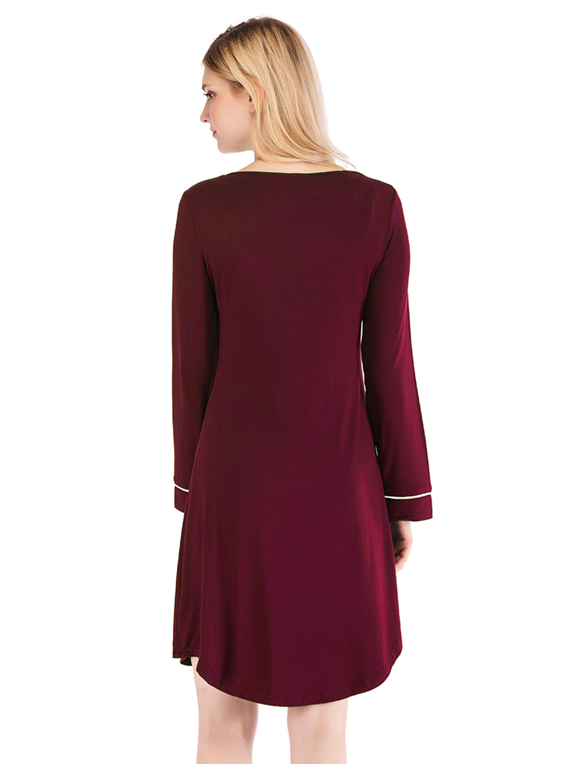 Round Neck Night Dress with Pocket - Lilixa.store
