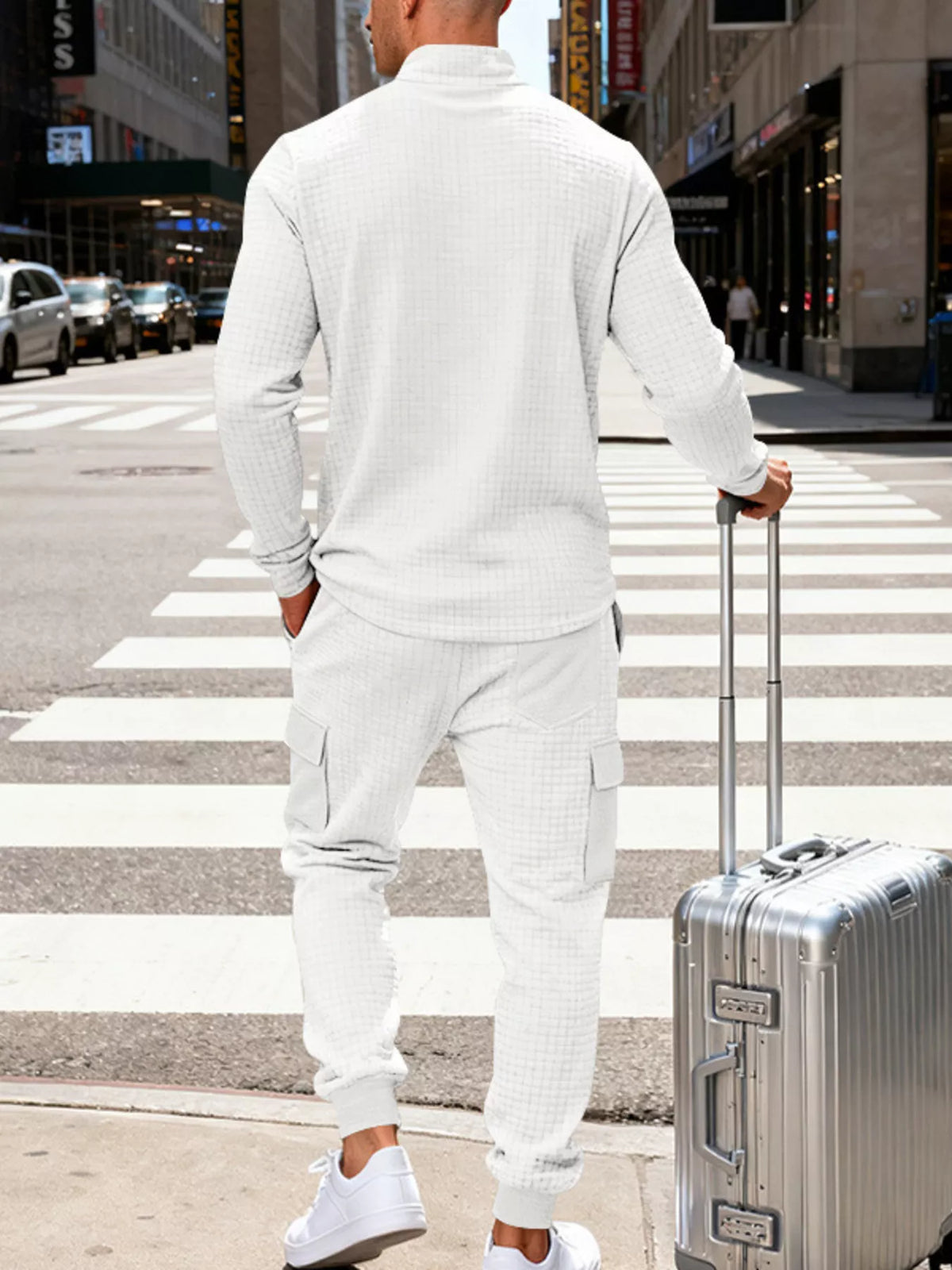 Men's Full Size Quarter-Zip Top and Cargo Joggers Set Plus Size - Lilixa.store