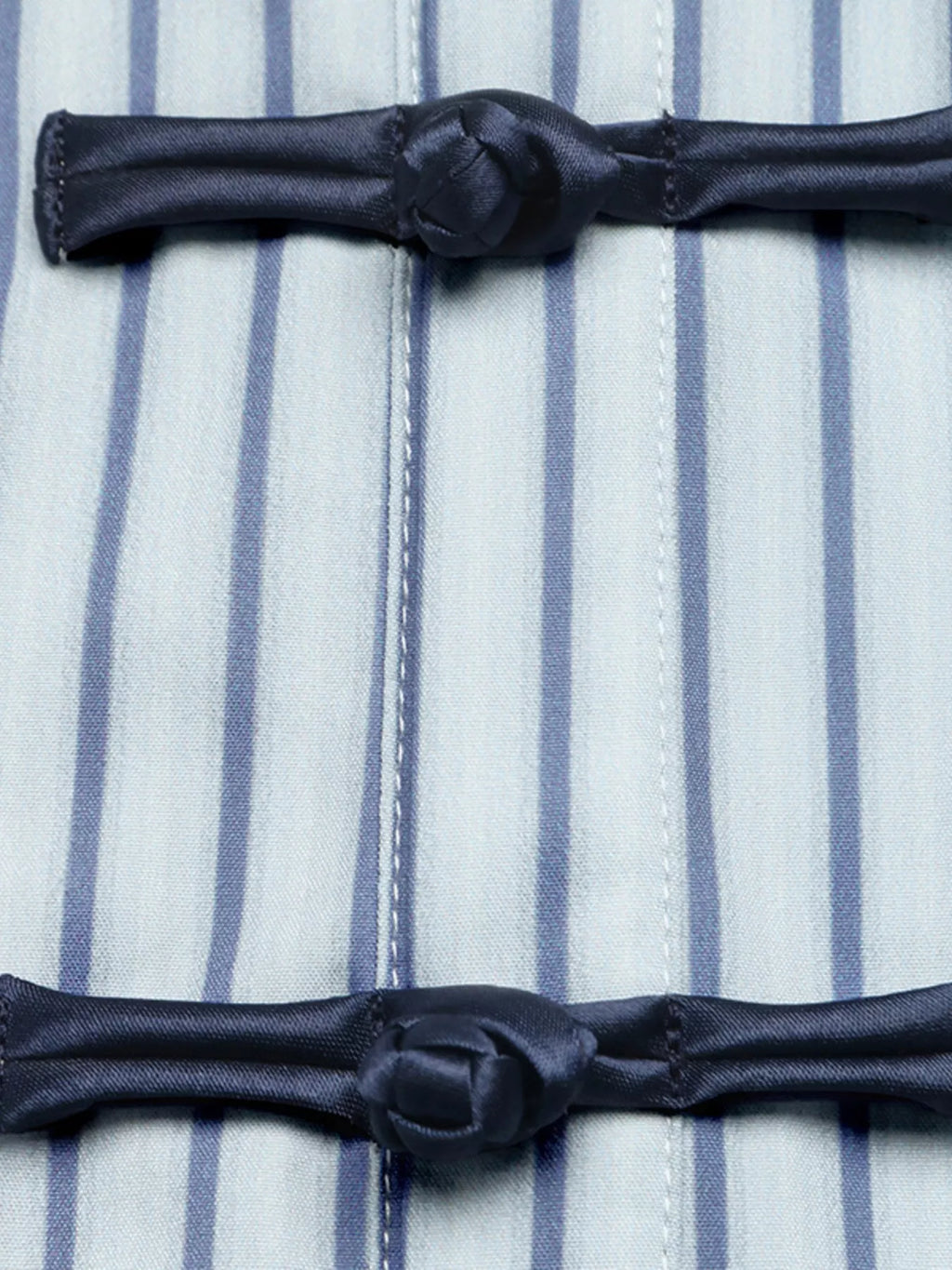 Striped Mandarin Knot Buttons Peplum Hem Shirt - Lilixa.store