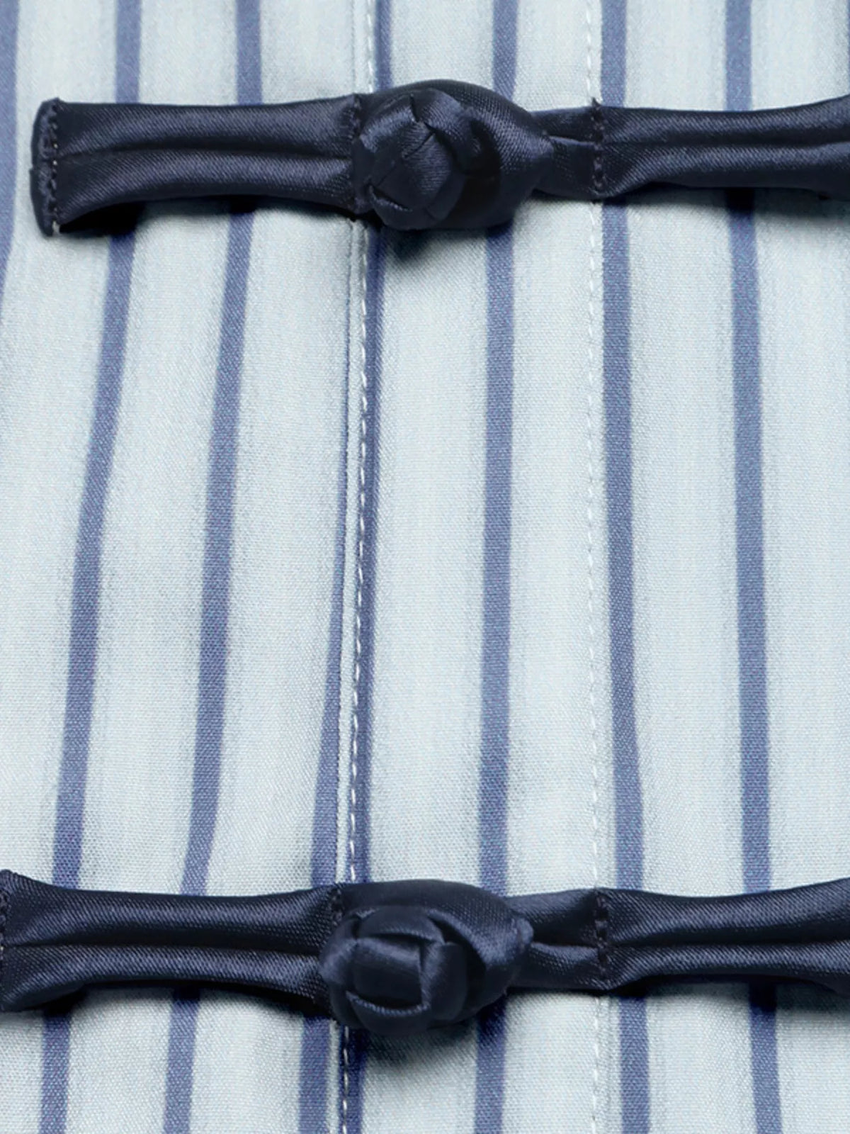 Striped Mandarin Knot Buttons Peplum Hem Shirt - Lilixa.store