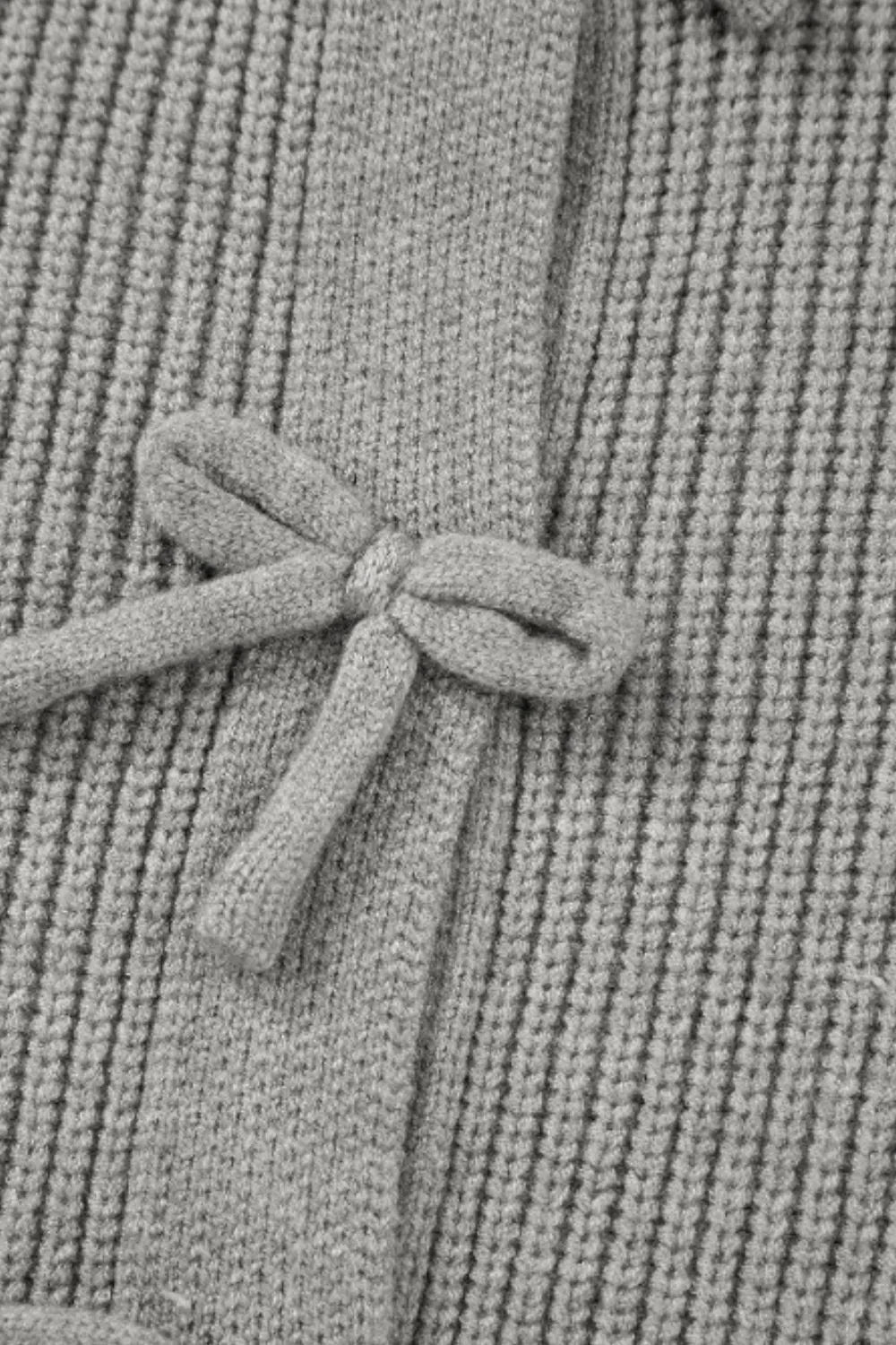 Bow Round Neck Long Sleeve Cardigan - Lilixa.store