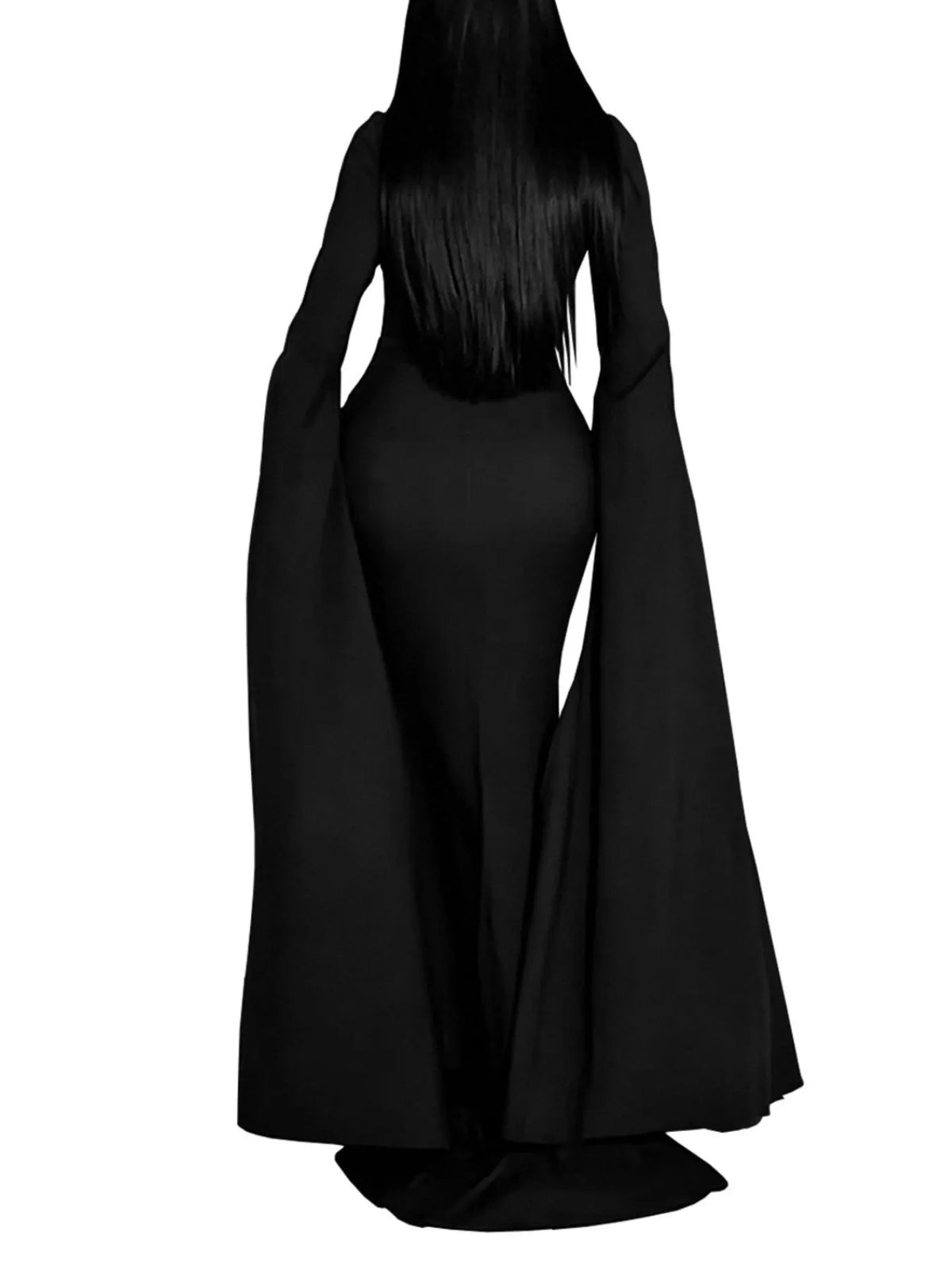 Rhinestone Slit Flare Sleeve Cape Maxi Dress - Lilixa.store
