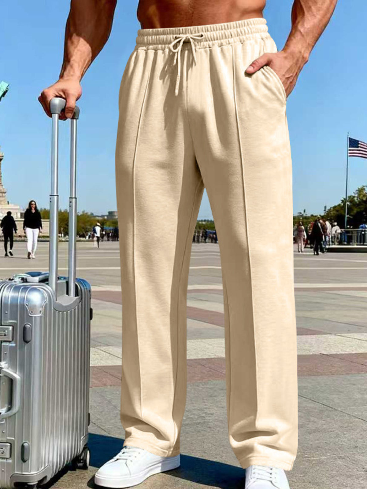 Men's Full Size Drawstring Wide Leg Pants Plus Size