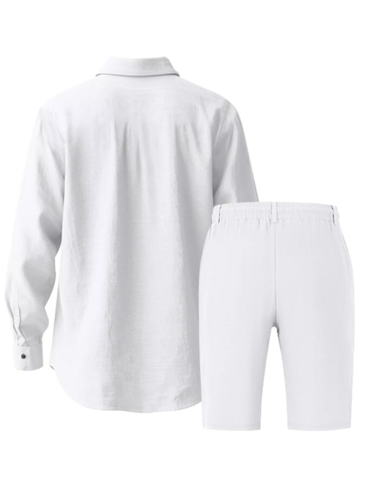 Men's Full Size Casual Button-Down Shirt and Shorts Set Plus Size