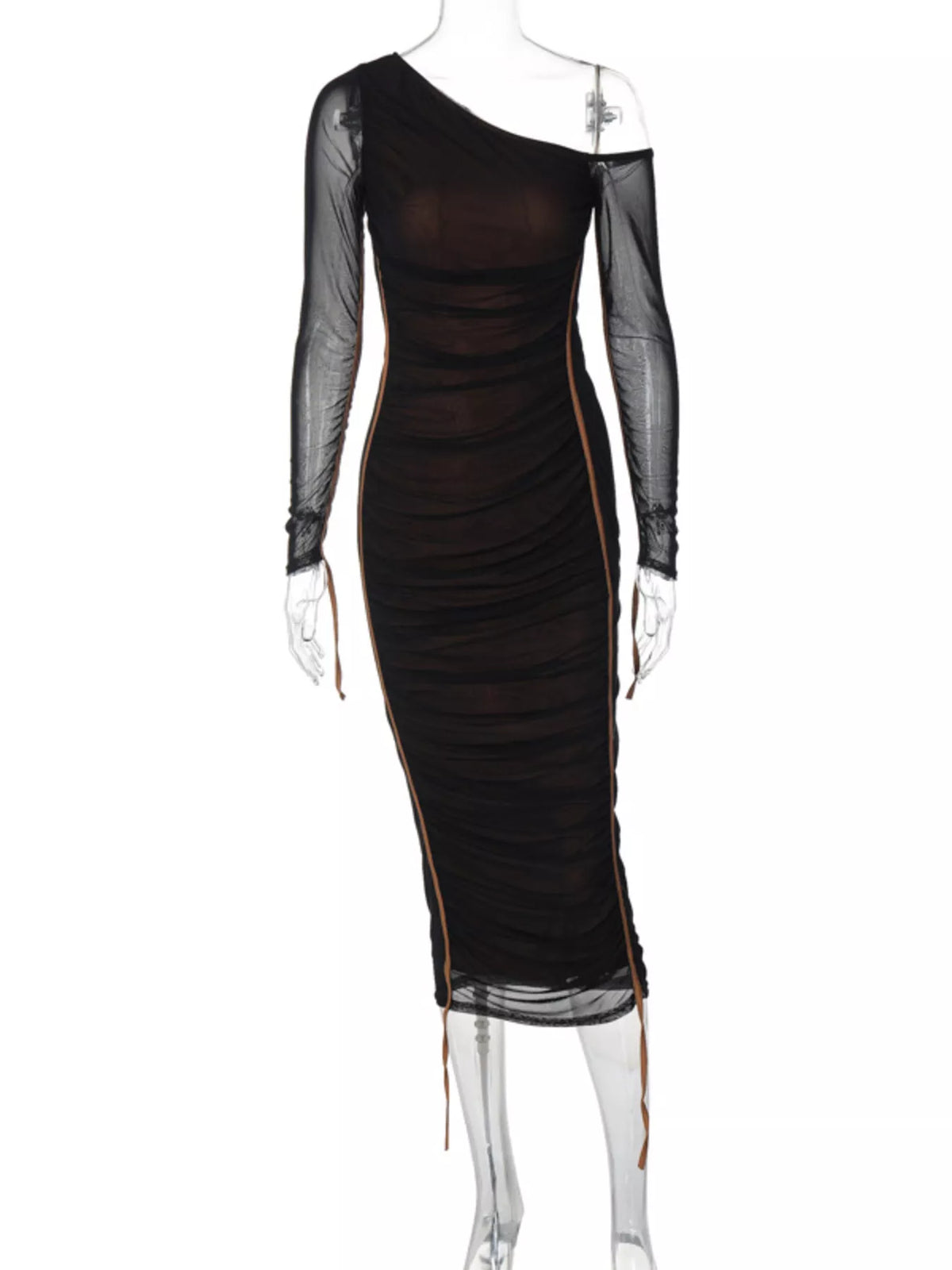 One-Shoulder Ruched Bodycon Midi Dress - Lilixa.store