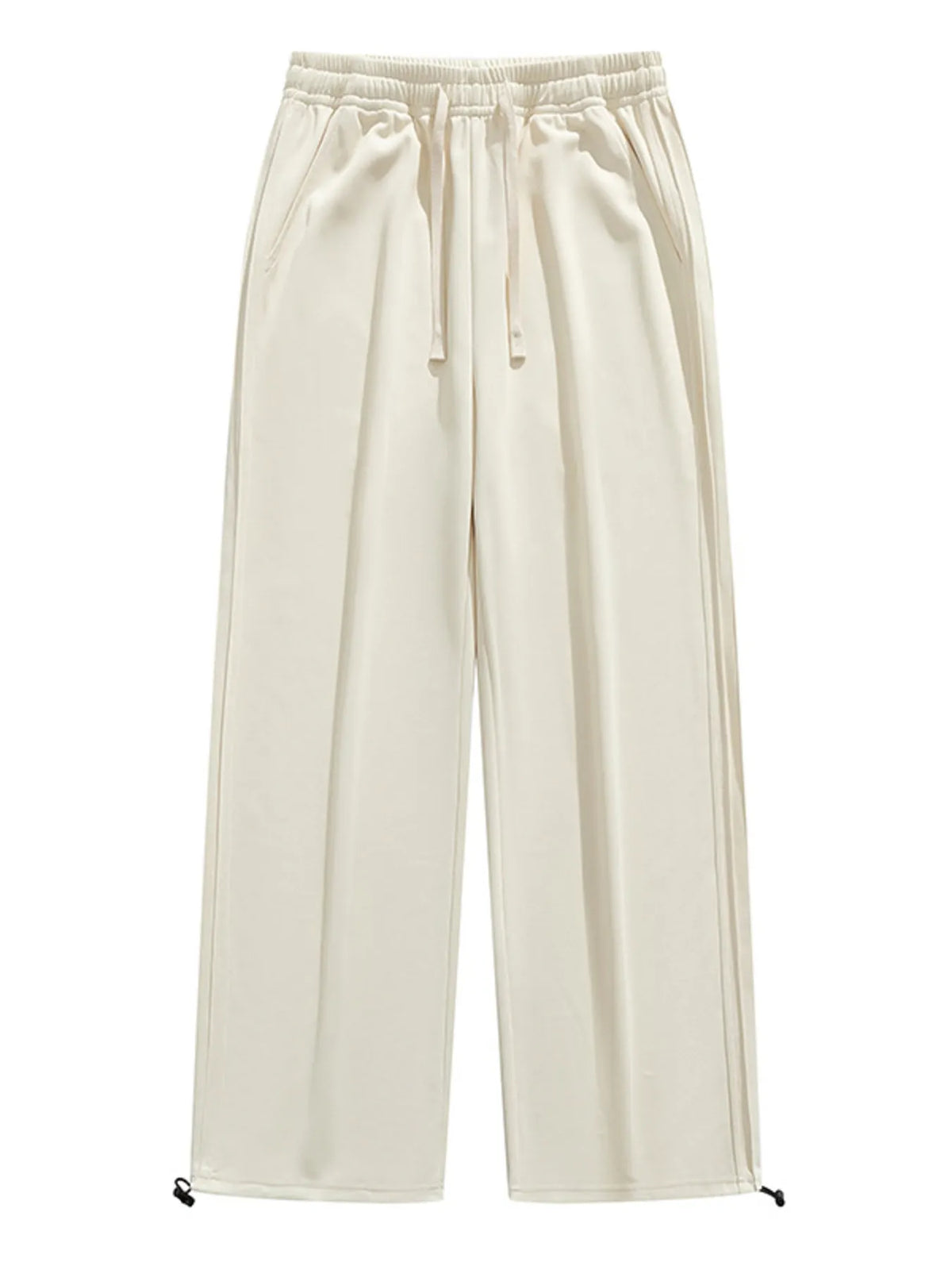 Men's Plus Size Casual Loose-Fit Drawstring Wide Leg Pants in Beige