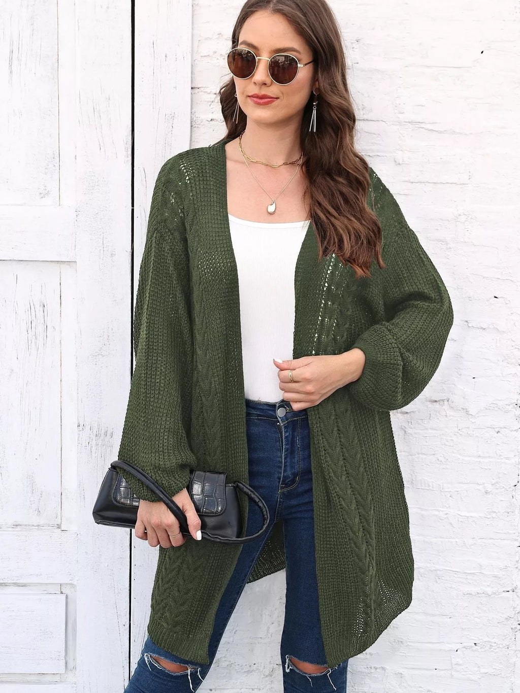 Open Front Long Sleeve Cardigan - Lilixa.store