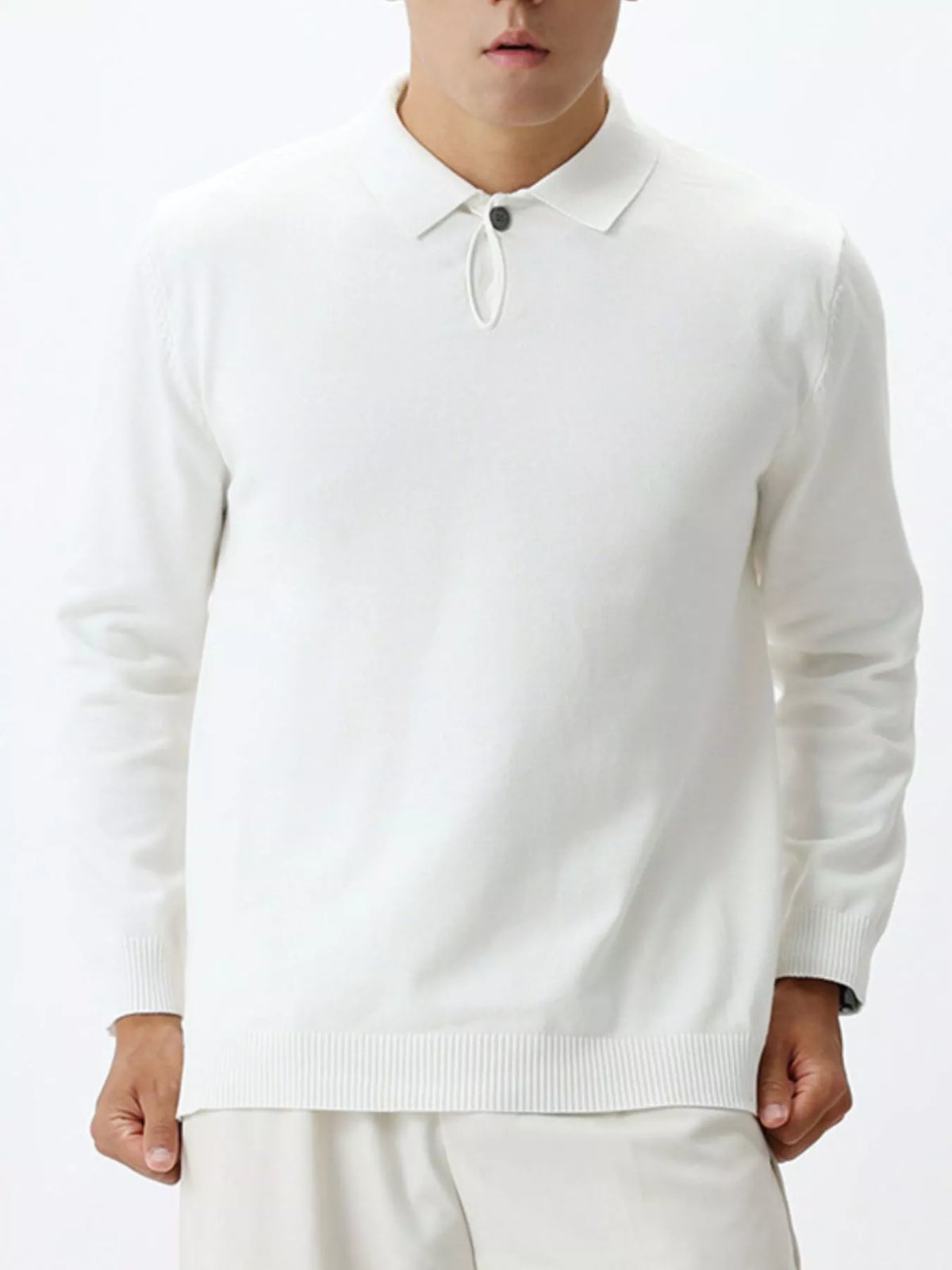 Men's Plus Size Polo Collar Long Sleeve Sweater