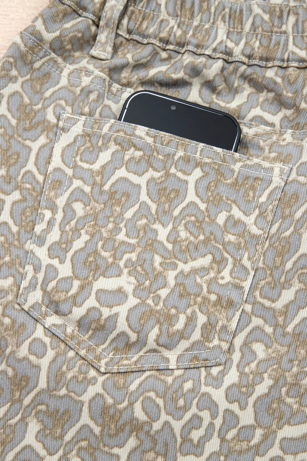 Raw Edge Leopard Print Denim Shorts - Lilixa.store