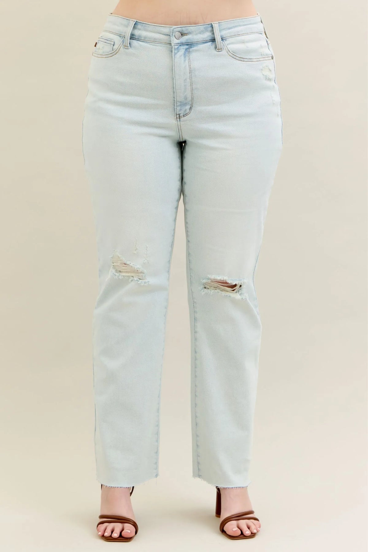 Judy Blue Full Size Destroy & Fray Hem Bootcut Jeans Plus Size - Lilixa.store