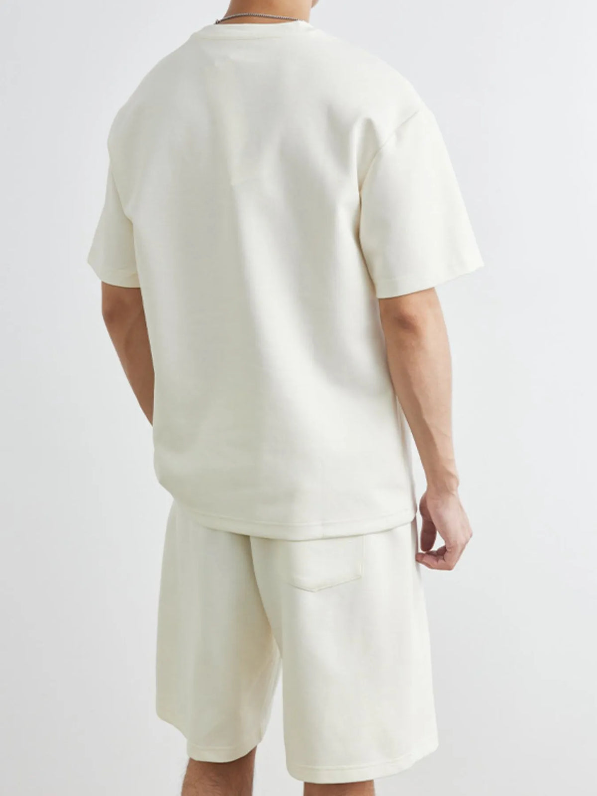Men's Plus Size Round Neck Short Sleeve Top and Shorts Set, view 5
