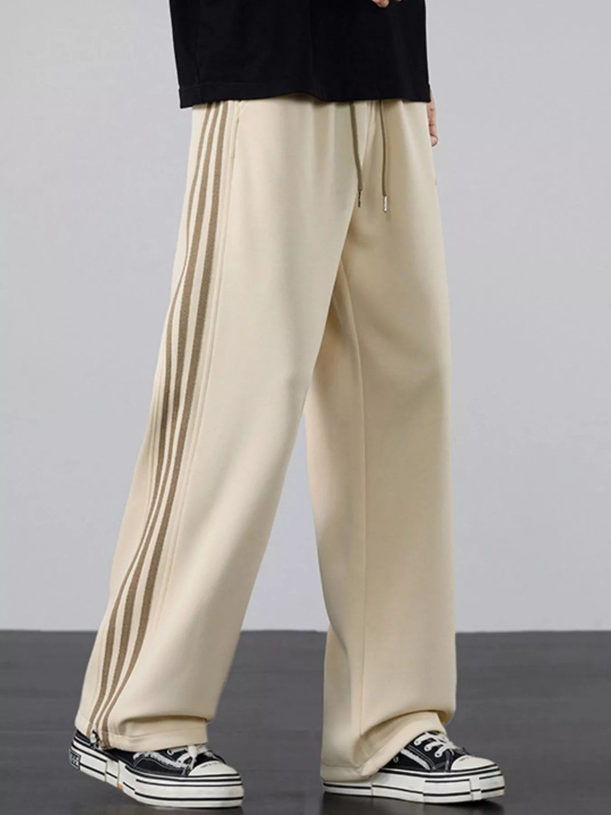 Men's Plus Size Casual Striped Wide Leg Sweatpants, view 4
