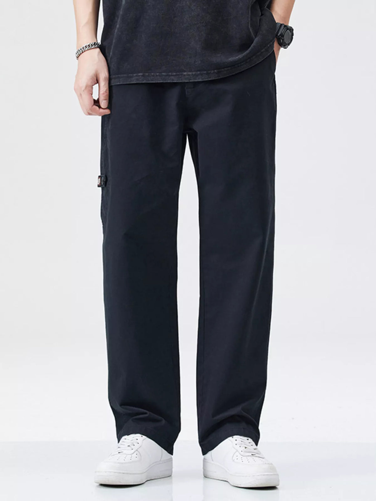 Men's Full Size Casual Loose Fit Carpenter Pants Plus Size in Black