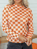 Abstract Halloween Pattern Long Sleeve Mock Neck Blouse - Lilixa.store
