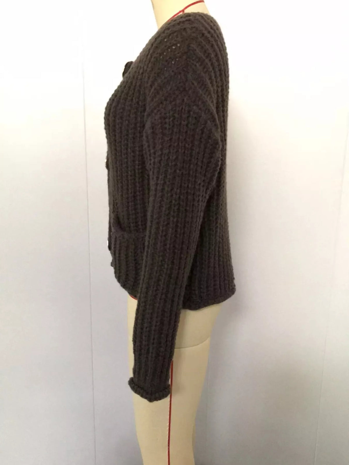 Ribbed Knit Cardigan with Gold-Tone Buttons, view 17