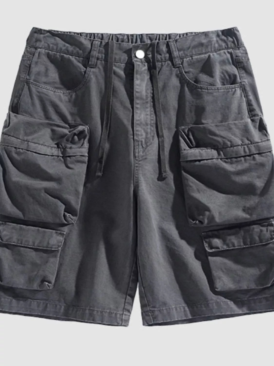 Men's Vintage Washed Multi-Pocket Cargo Shorts in Grey