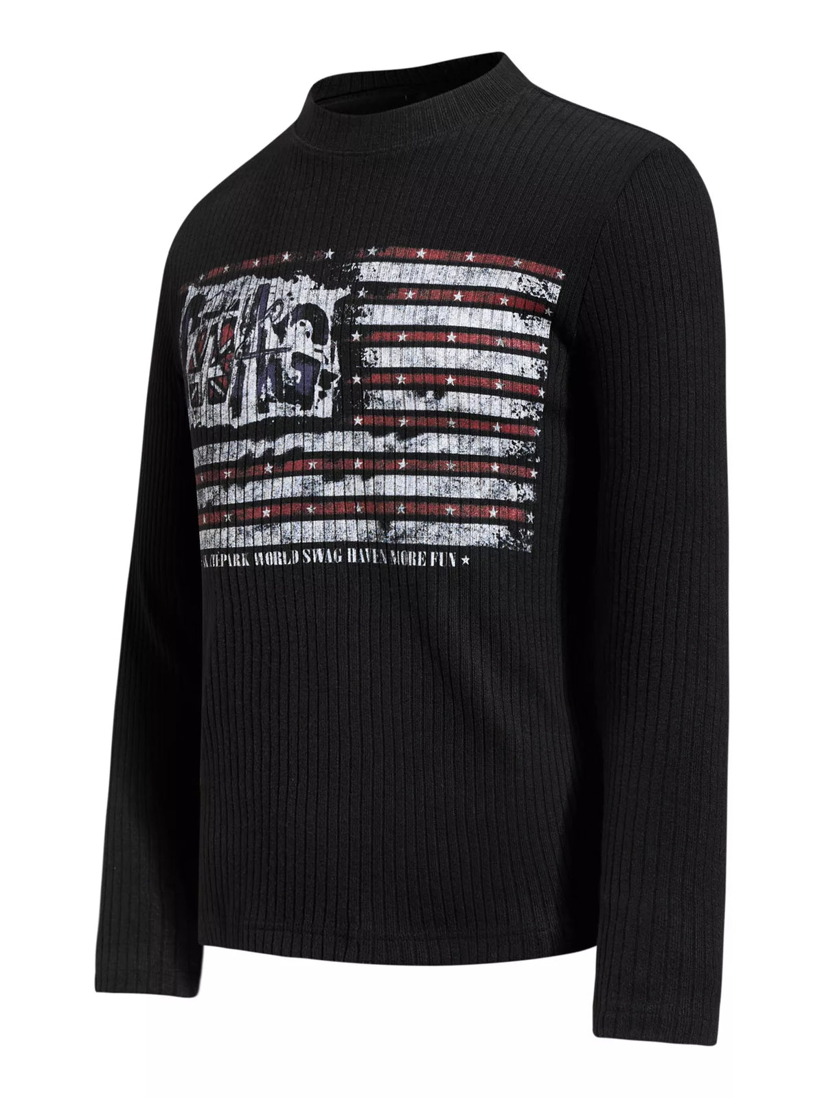 Men's American Flag Ribbed Long Sleeve T-Shirt