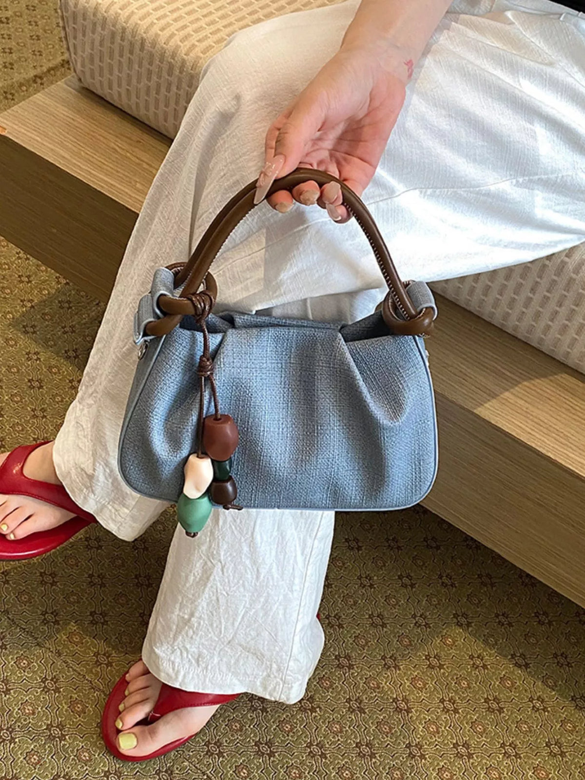 Ruched Top Handle Crossbody Bag