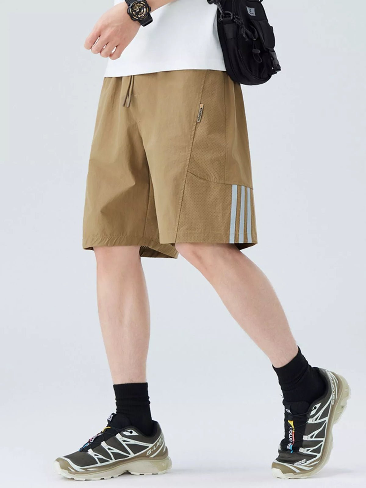 Men's Plus Size Casual Striped Shorts, view 6