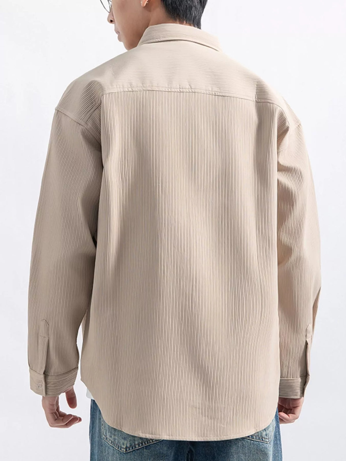 Men's Plus Size Casual Textured Button-Down Shirt