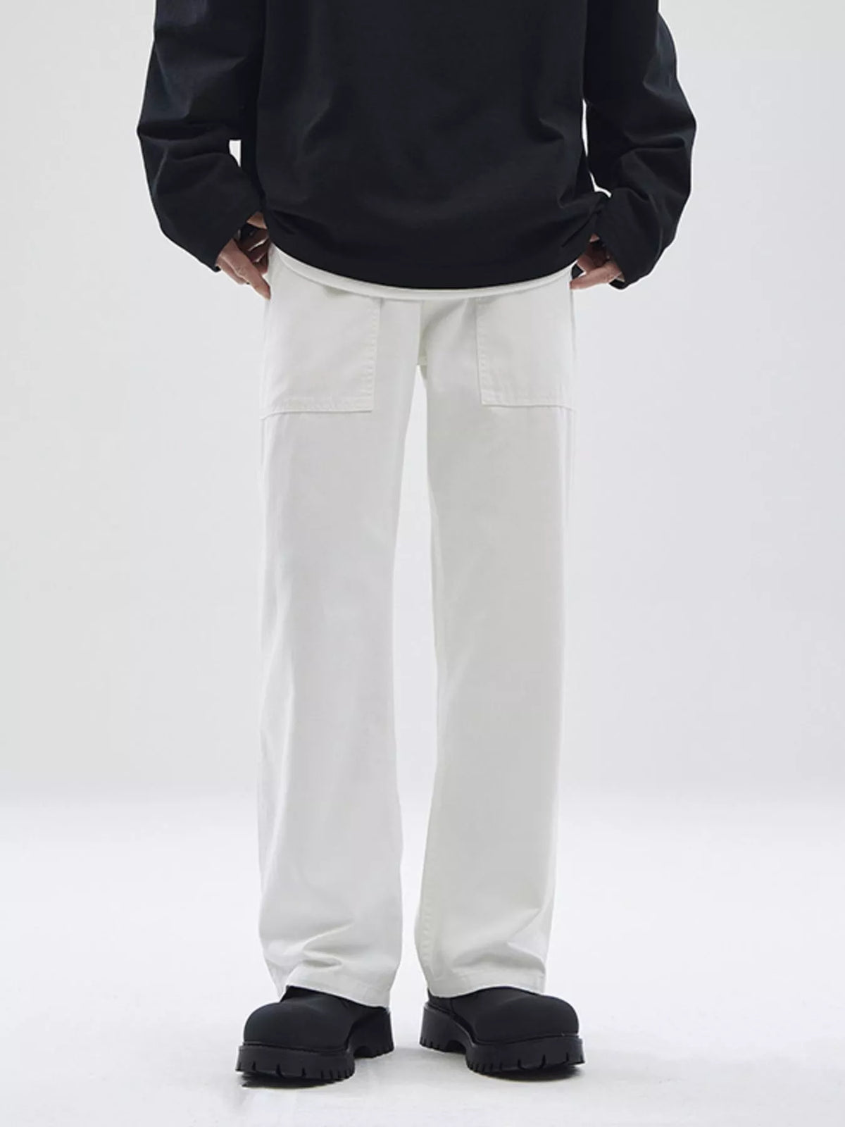 Men's Full Size Relaxed Fit Pants Plus Size in White