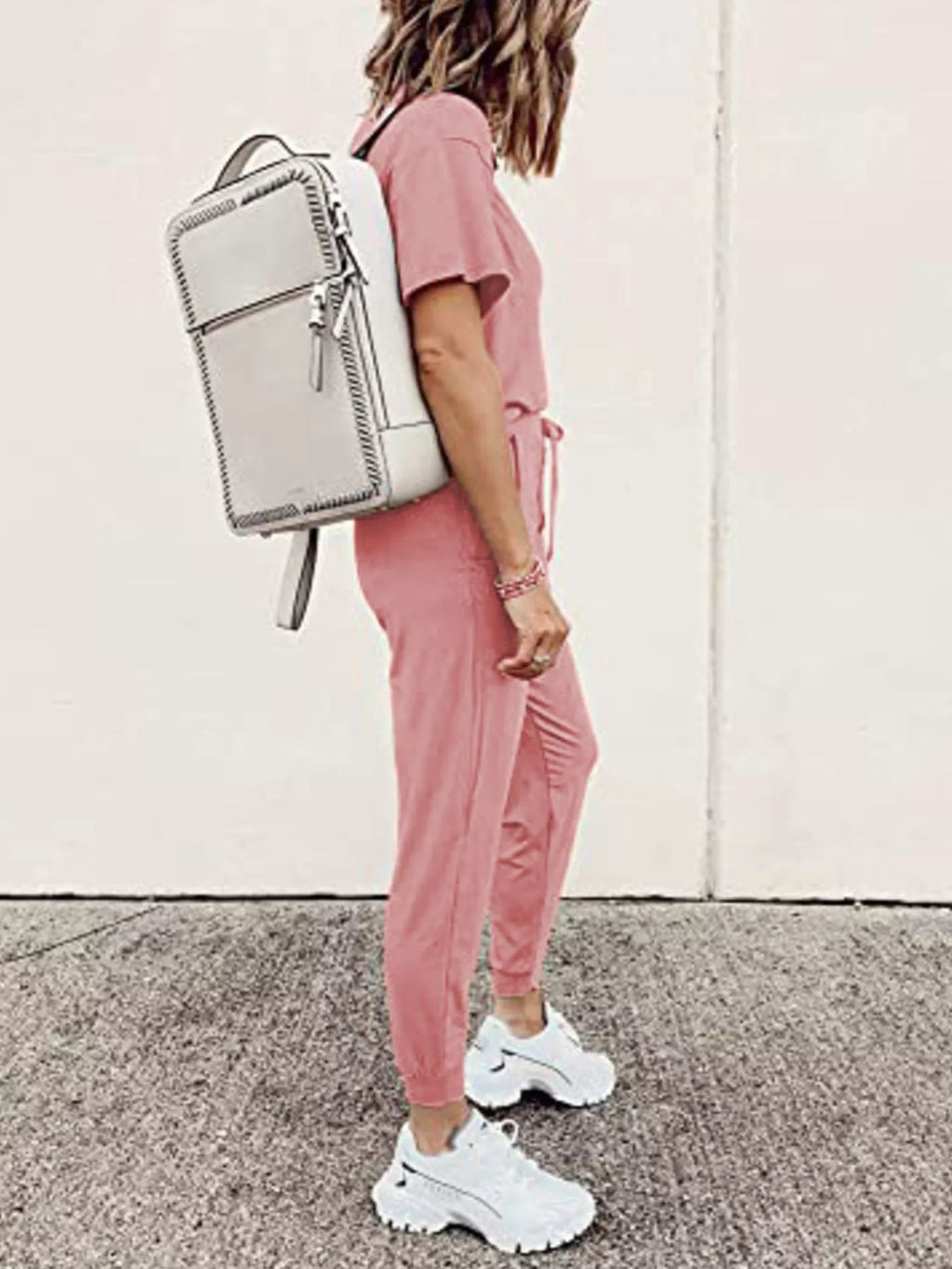 Full Size Round Neck Top and Drawstring Pants Set Plus Size - Lilixa.store