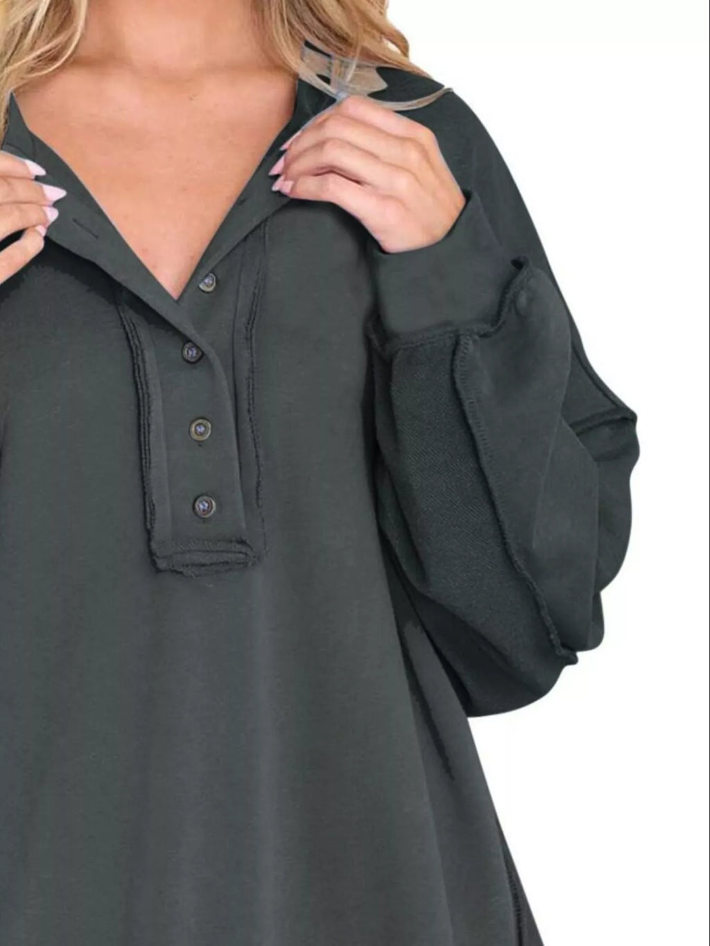 Half Snap Long Sleeve Sweatshirt - Lilixa.store