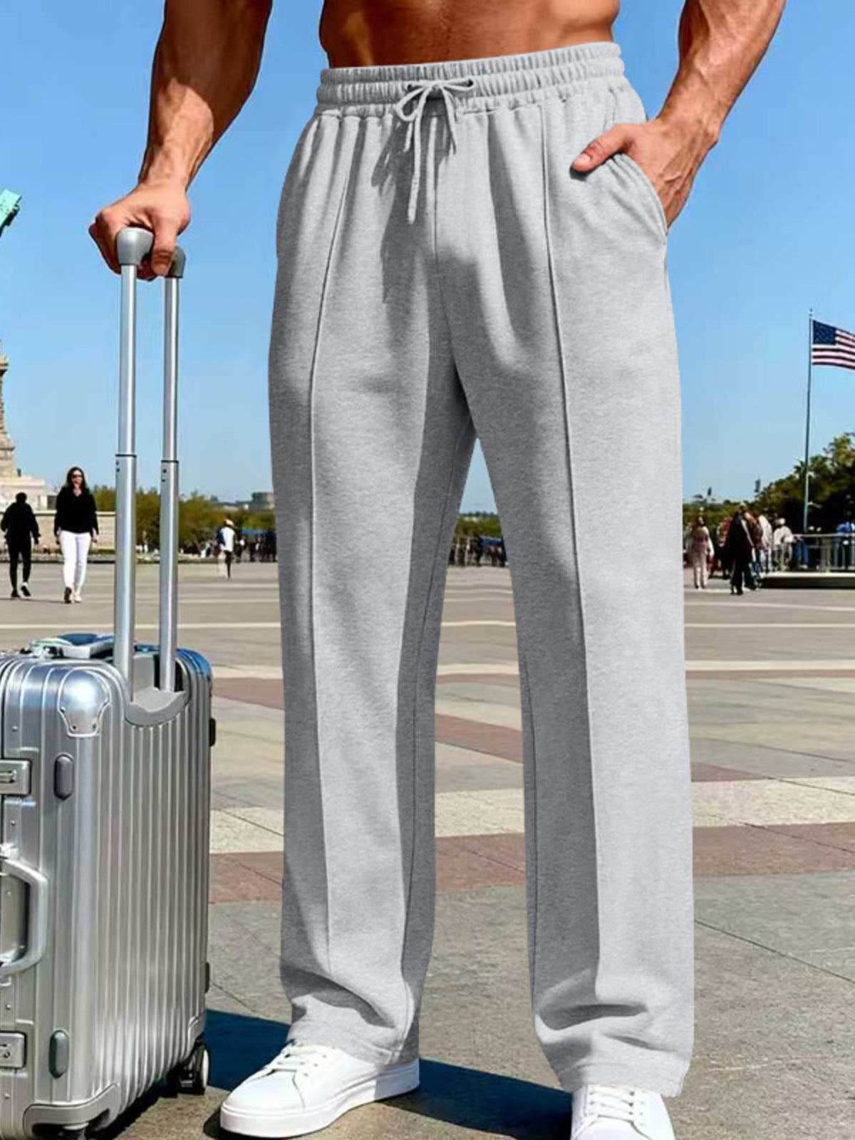 Men's Full Size Drawstring Wide Leg Pants Plus Size