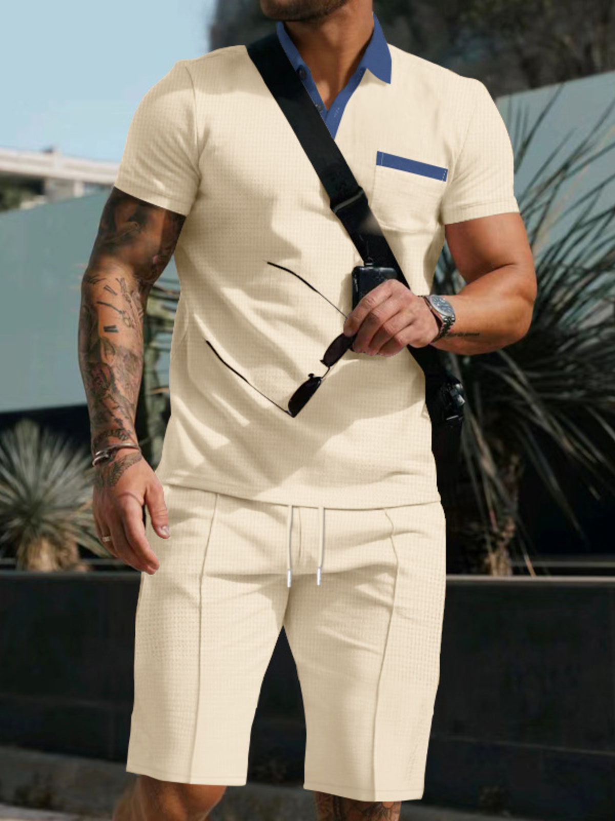Men's Full Size Casual Short Sleeve Polo & Shorts Set Plus Size - Lilixa.store