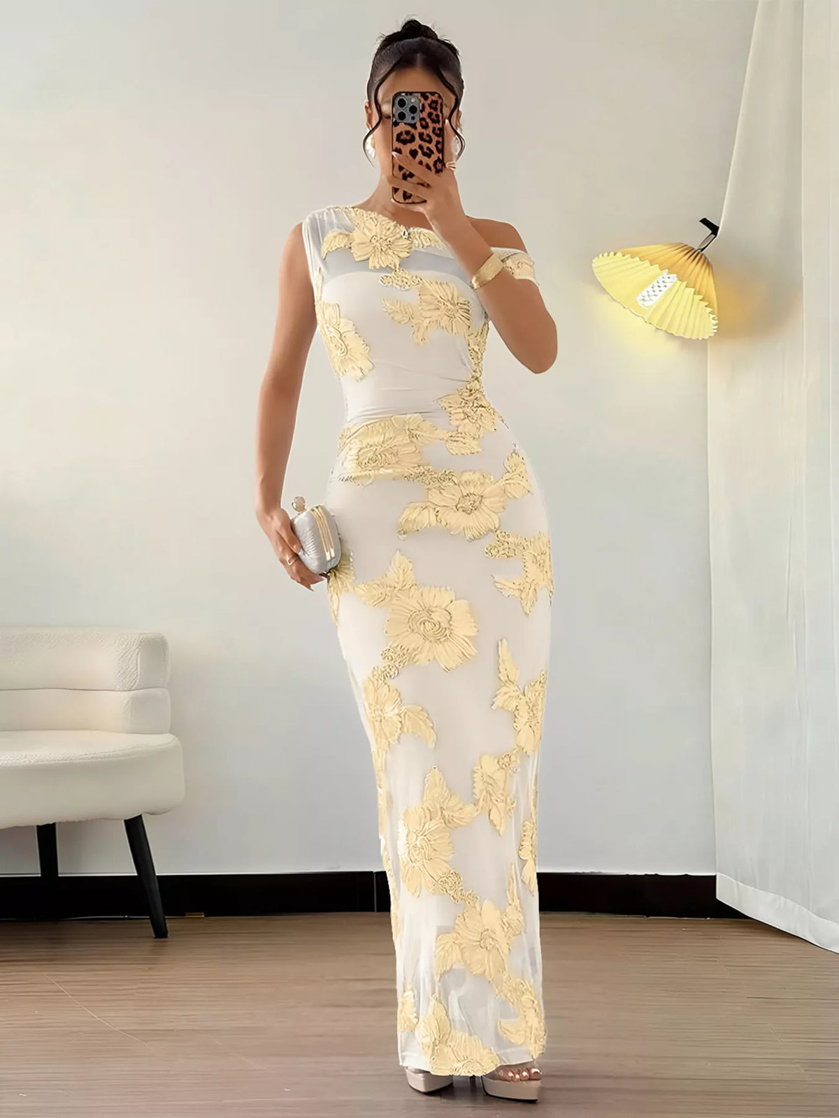 Embroidered One Shoulder Maxi Dress - Lilixa.store