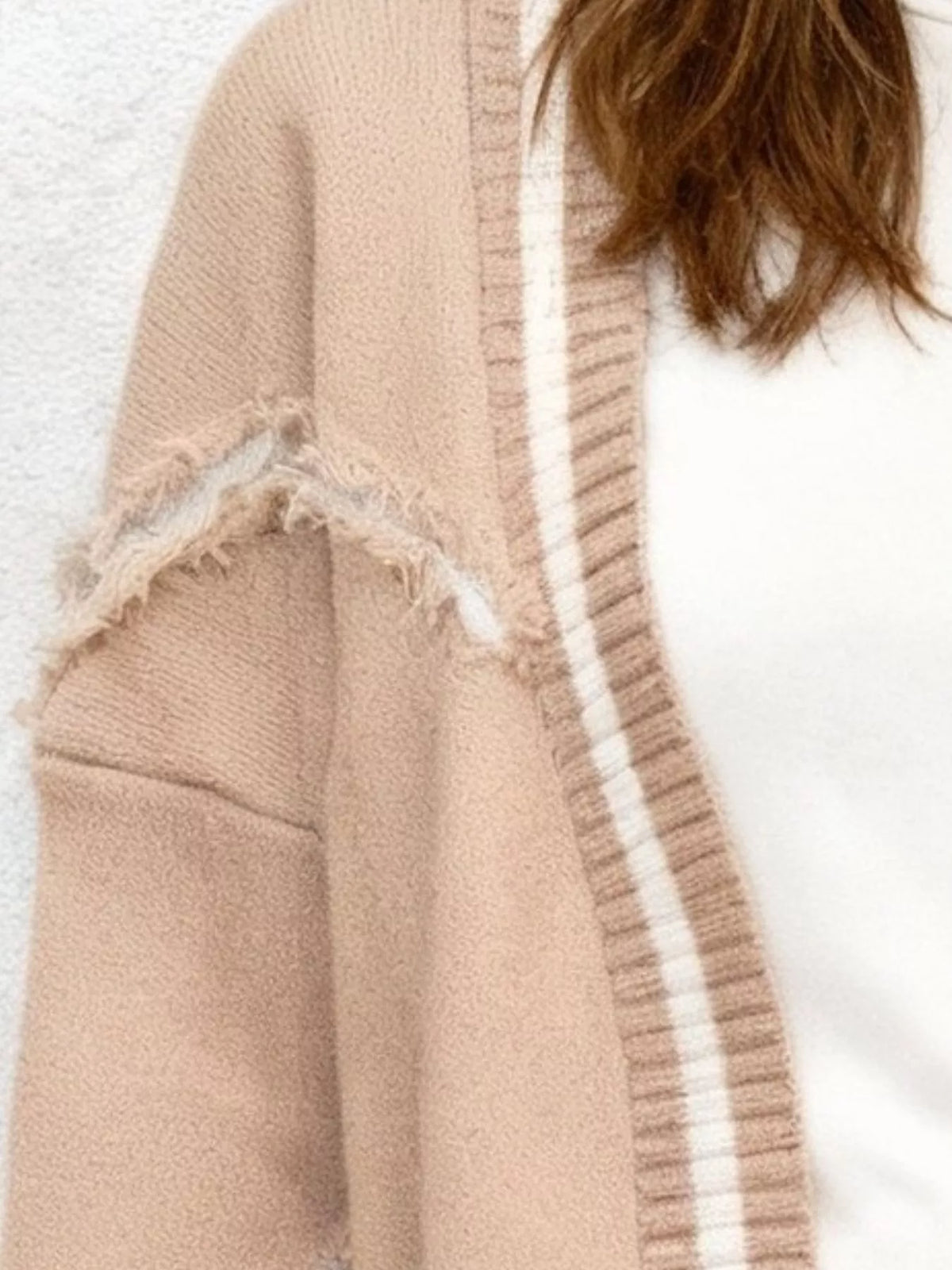 Frayed Hem Open Front Cardigan - Lilixa.store