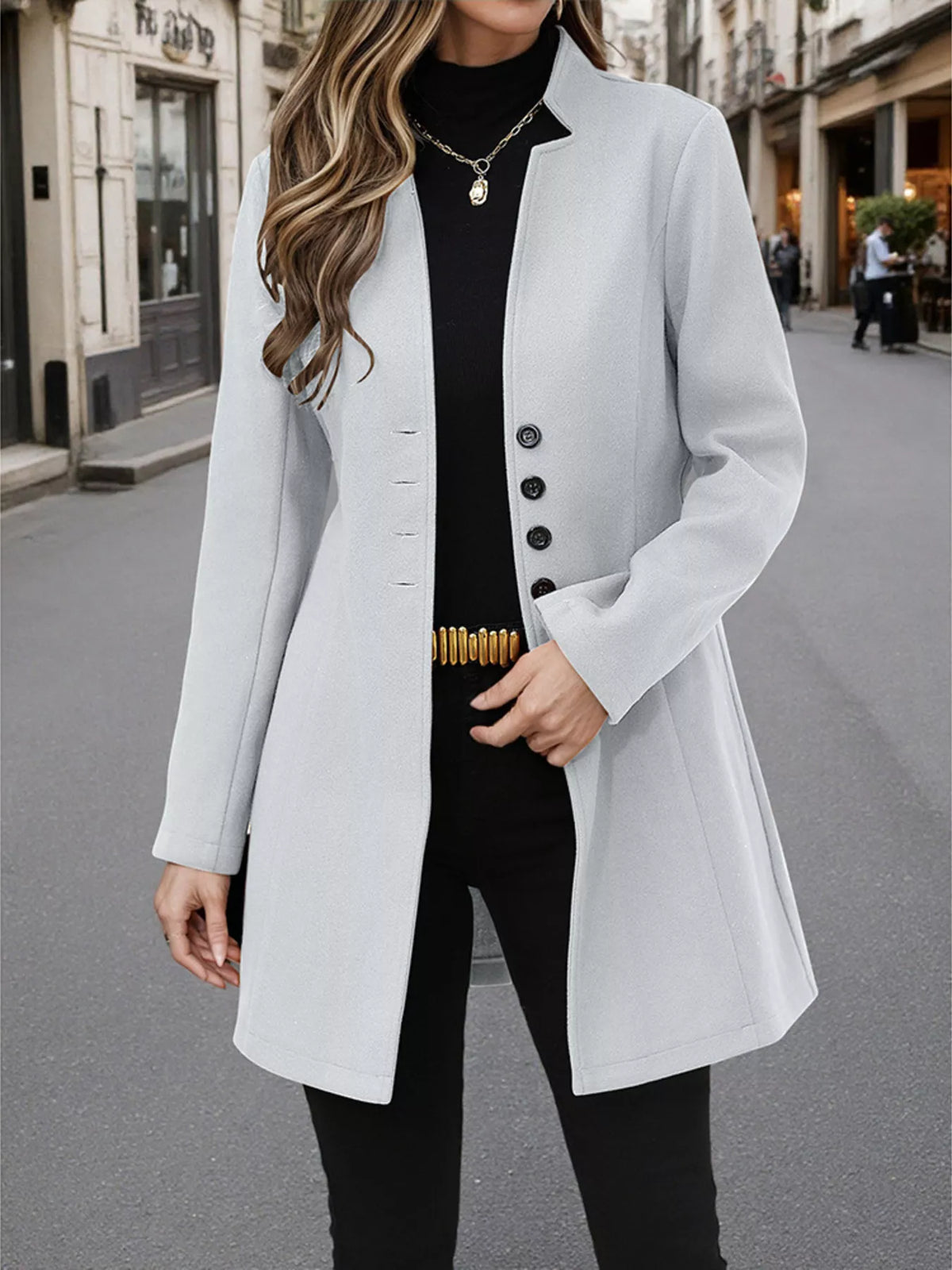 Button Up Long Sleeve Coat - Lilixa.store