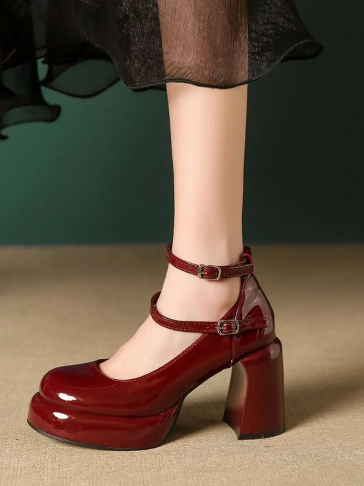 Patent Leather Mary Jane Platform Pumps - Lilixa.store