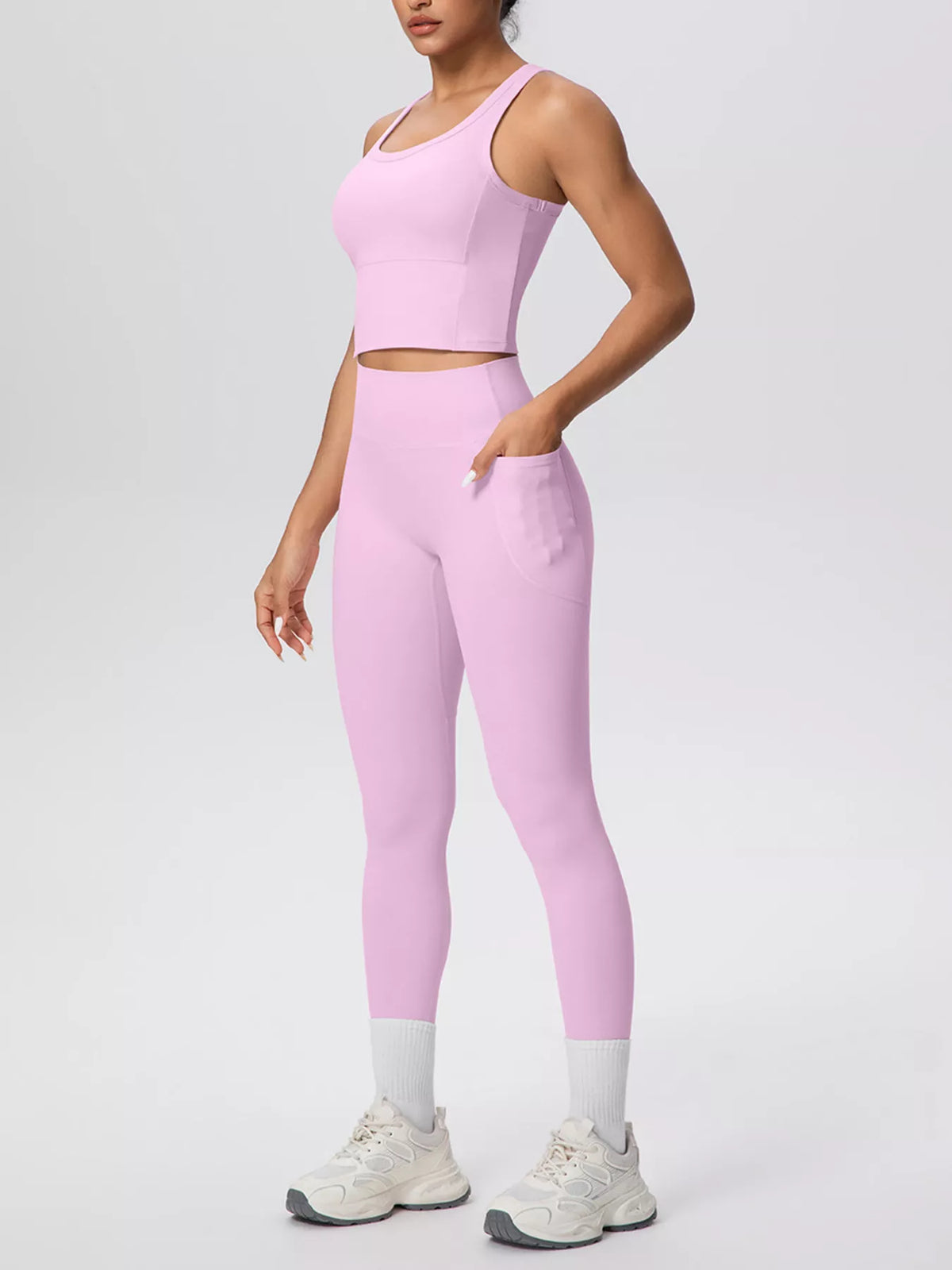 Scoop Neck Tank and High-Waisted Leggings Active Set, view 23