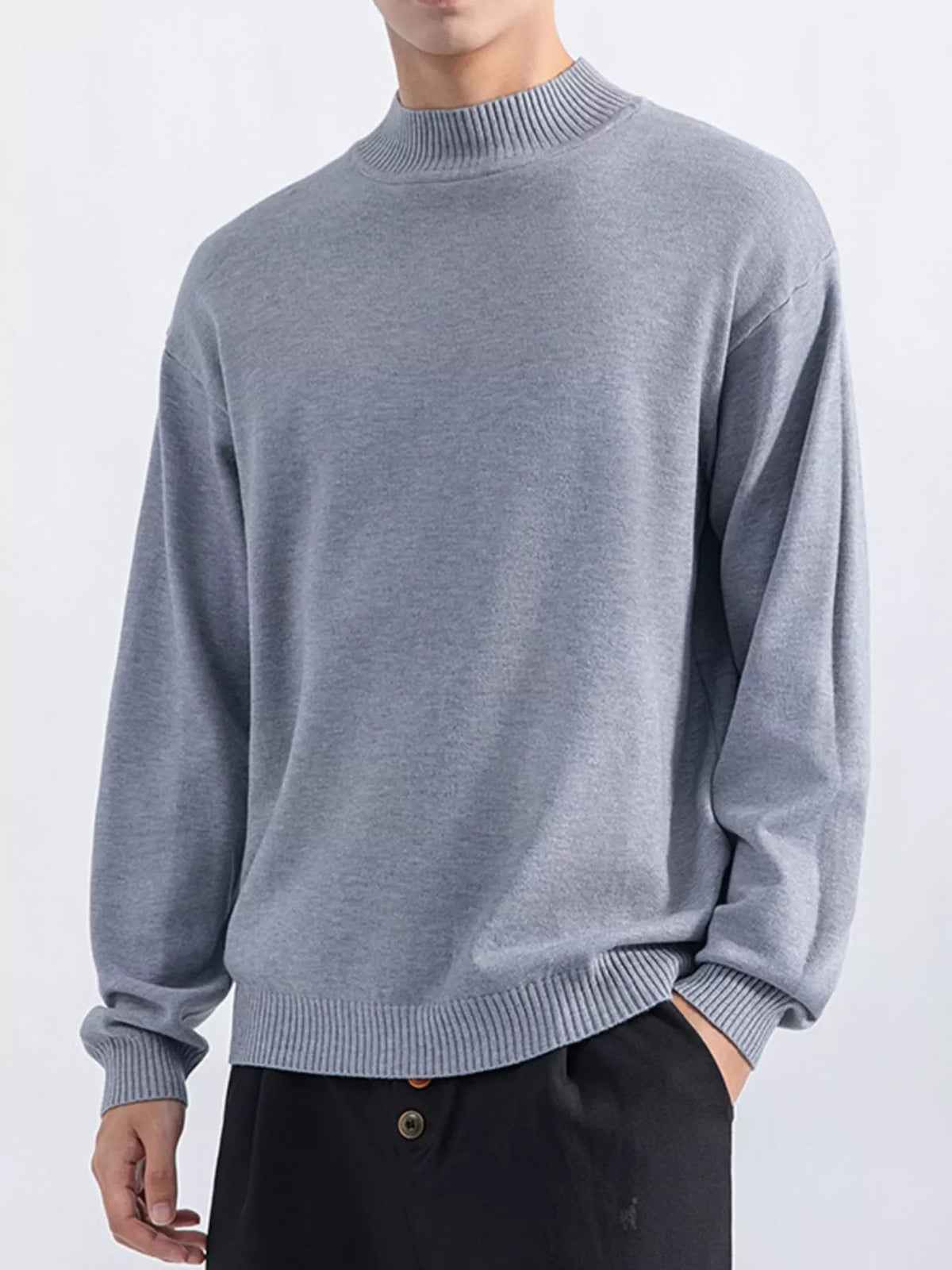 Men's Plus Size Minimalist Mock Neck Sweater